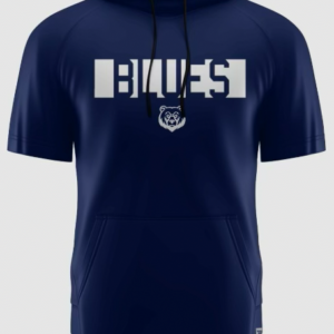 Pro Brick Short Sleeve Hoodie Navy w/White Blues